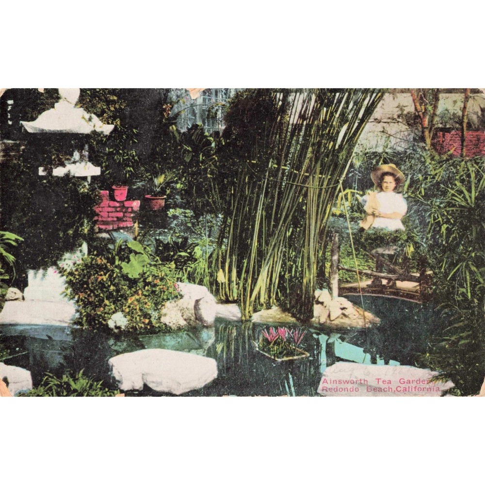 Redondo Beach CA Ainsworth Tea Garden Vintage Postcard Newman F410 VG - Picture 1 of 2